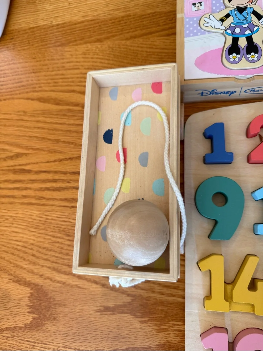 Children’s wooden toys puzzle numbers wagon stackable shapes ball toddler Minnie